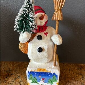 Snowman music box NWT vintage Collectible House of Hatten folk art primitive
